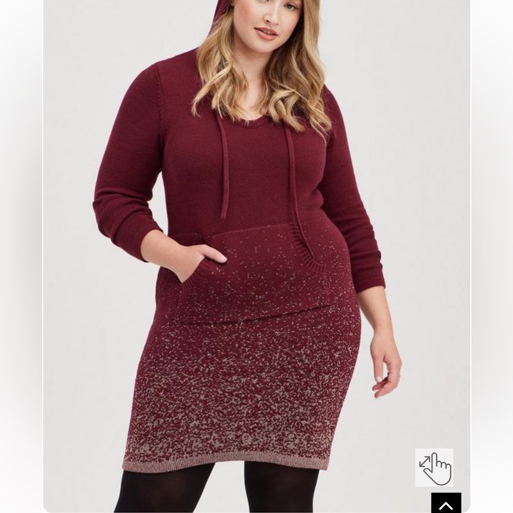 Torrid Lurex Sweater Mini Dress - Burgundy & Gold Size 0